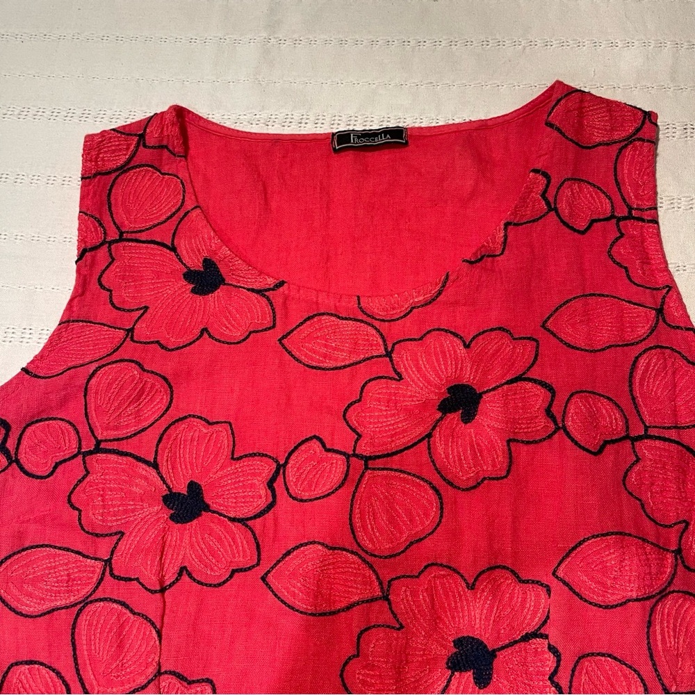 Floral Pink Dress linen Sleeveless size M - Picture 4 of 6